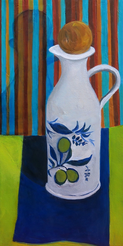 Olive Oil Bottle in The Corner by artist Olga Lora